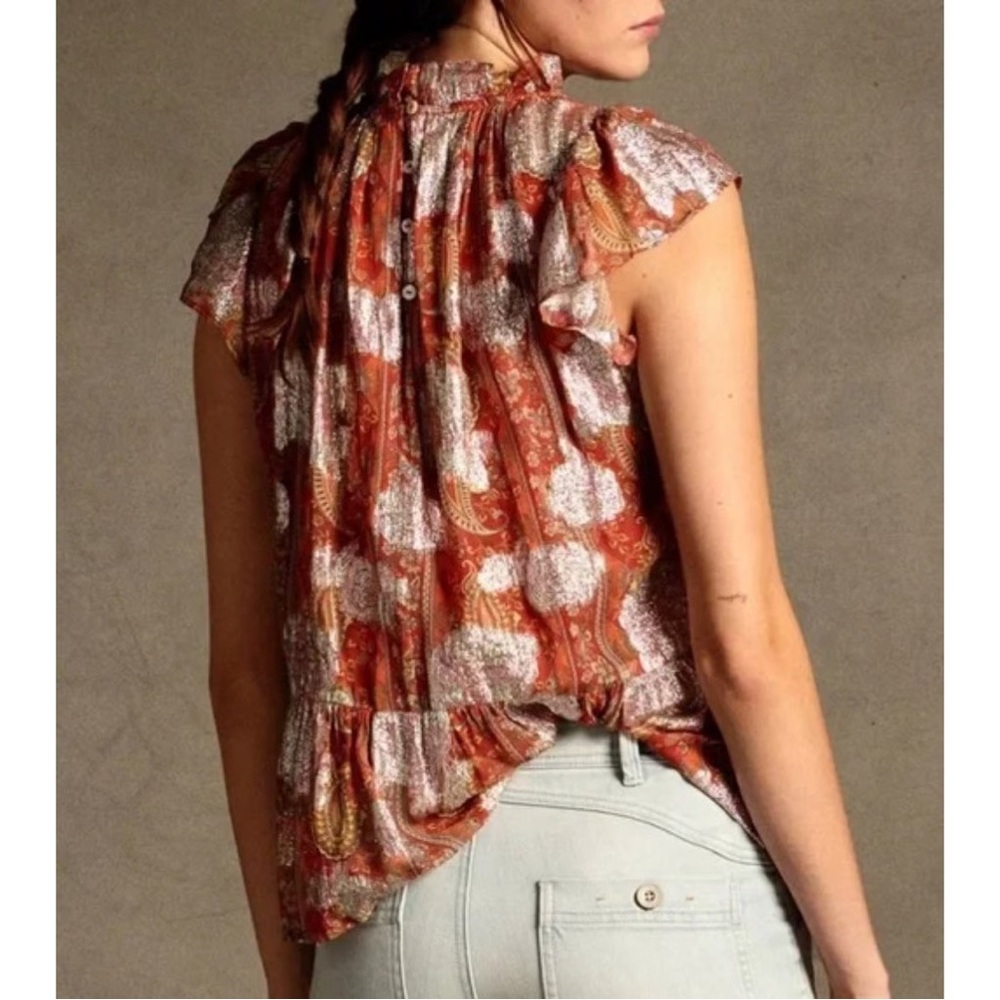 NWT‎ Anthropologie Let Me Be Vanna Shimmer Paisley Top- 2
